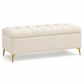 Polsterbank mit Stauraum Stoff Beige 120x40x45 cm