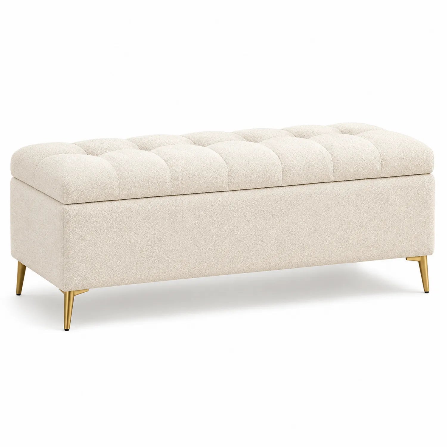 Polsterbank mit Stauraum Stoff Beige 120x40x45 cm