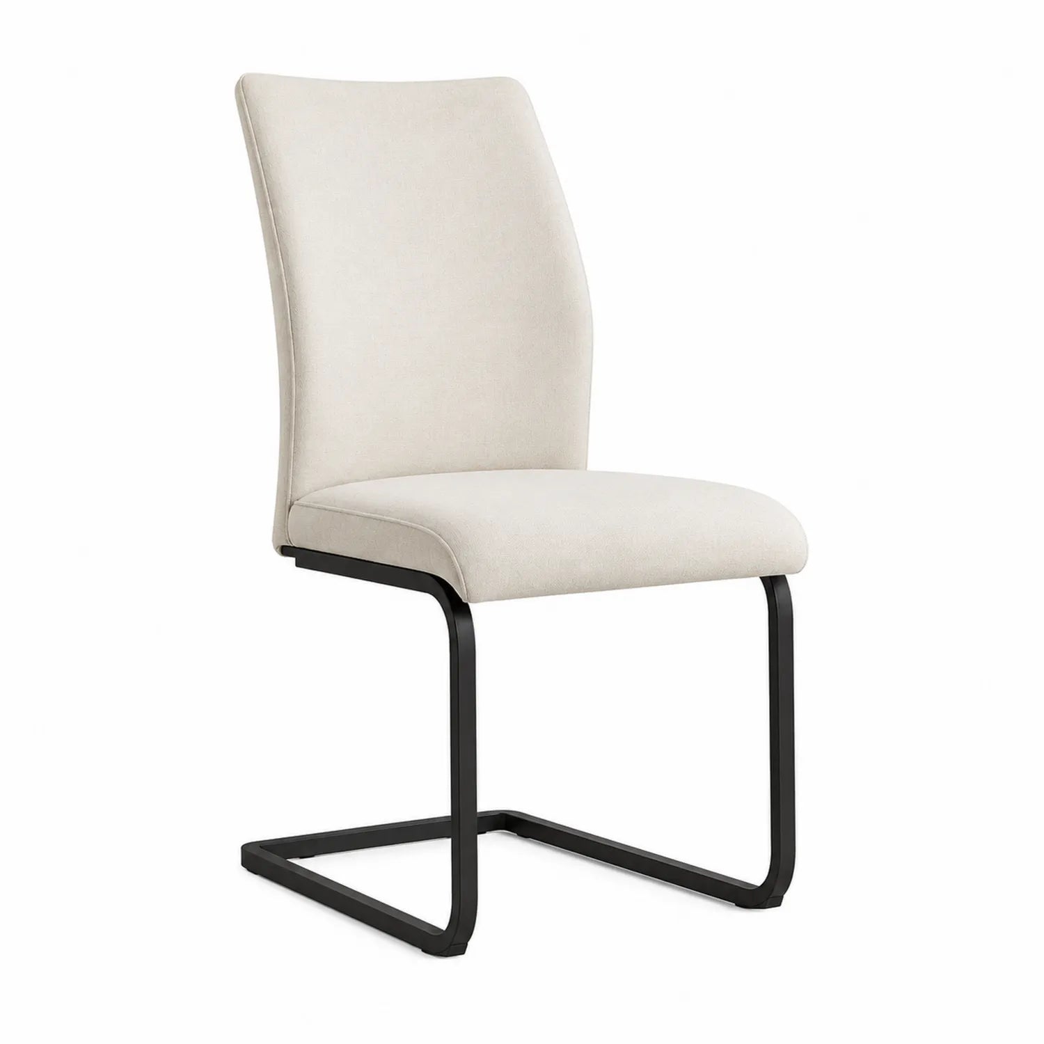 Esszimmerstuhl aus Stoff in Beige mit Metallgestell
