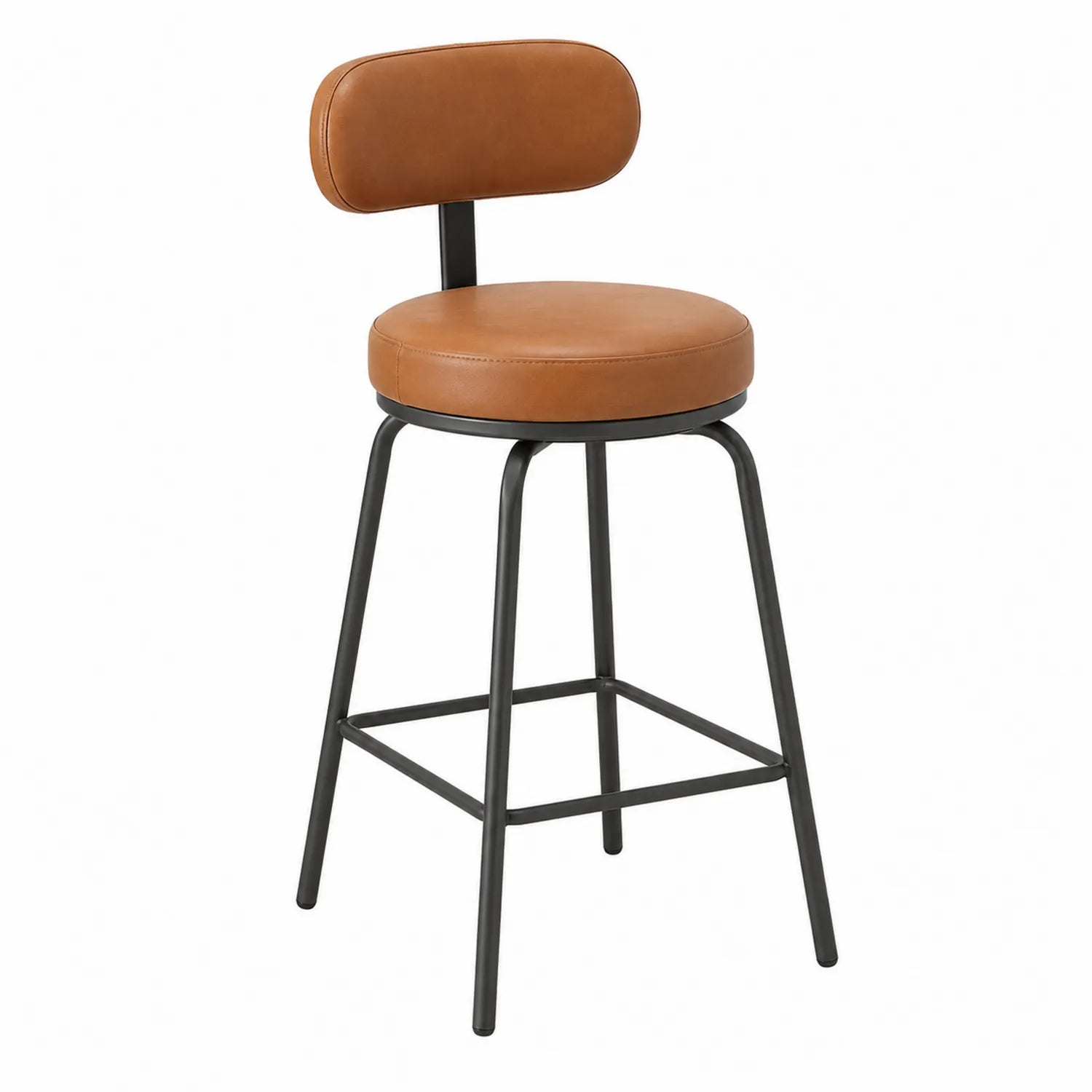 Barhocker mit Rückenlehne Kunstleder Braun Metall