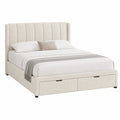 Polsterbett aus Polyester Beige 160x200 cm mit Schubladen