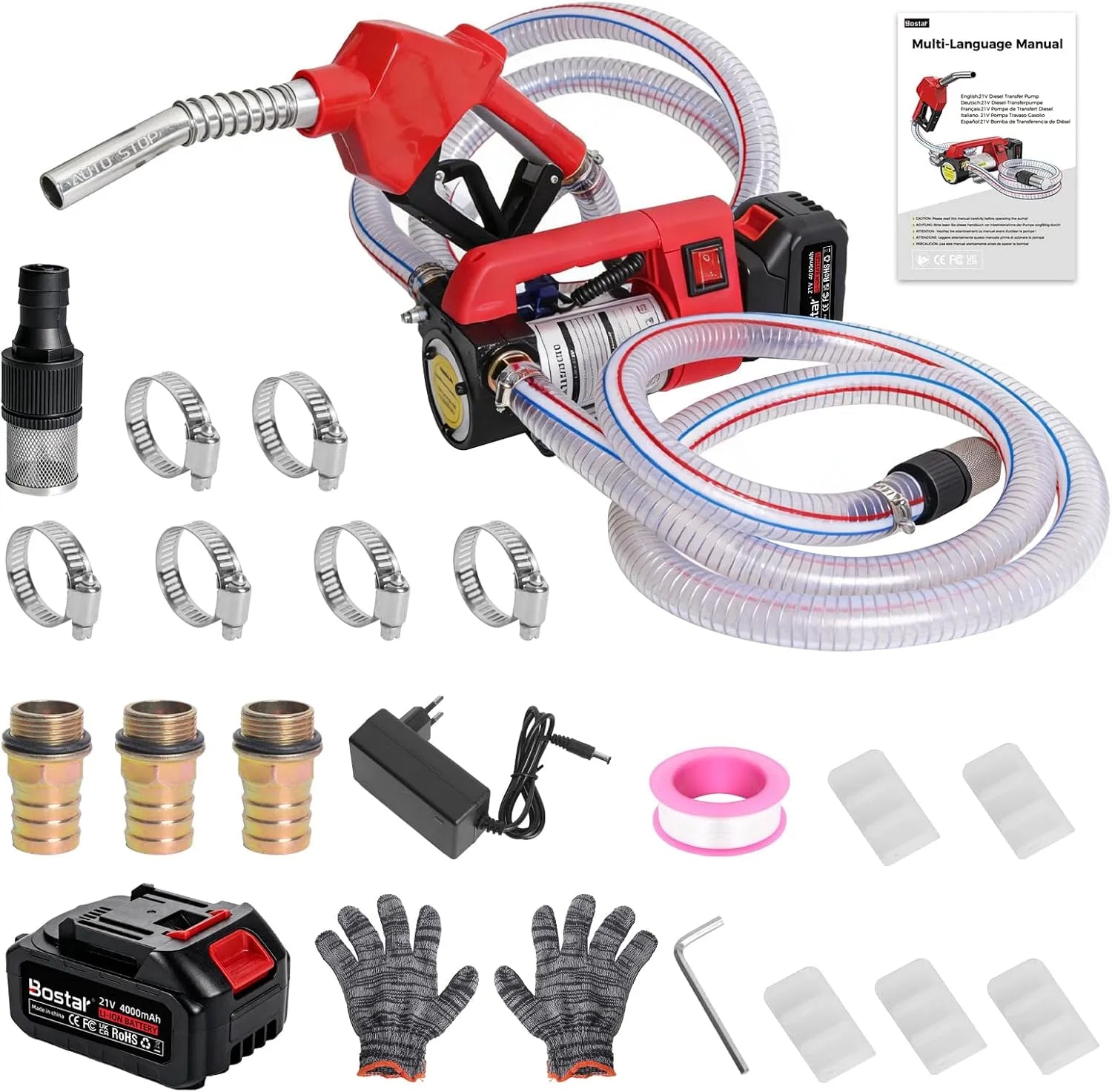 Kraftstoff-Transferpumpe und Dieselpumpe, 45L/min, 4.0Ah, selbstansaugend, 21V, 18V
