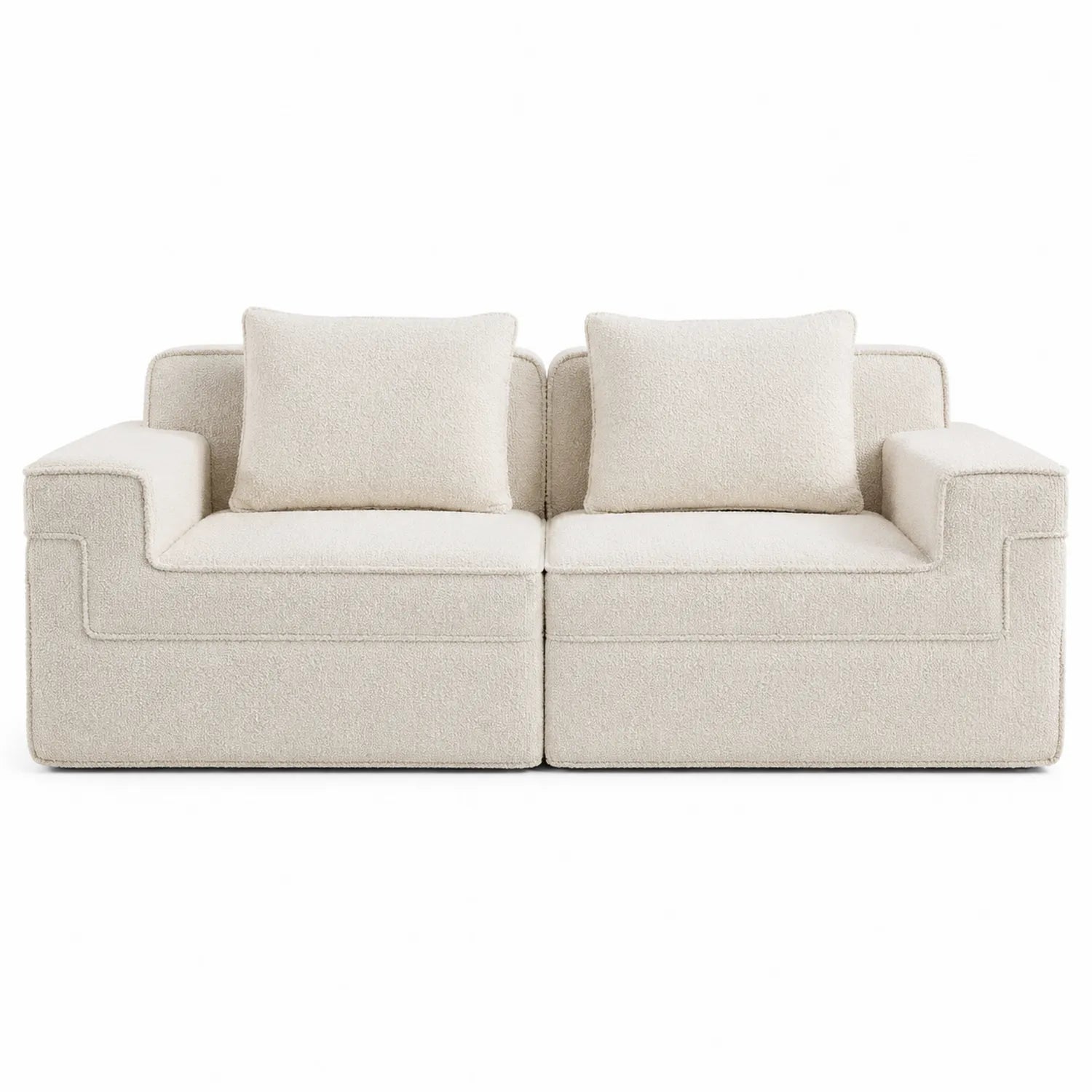 2-Sitzer Sofa Bouclé Creme 180 cm