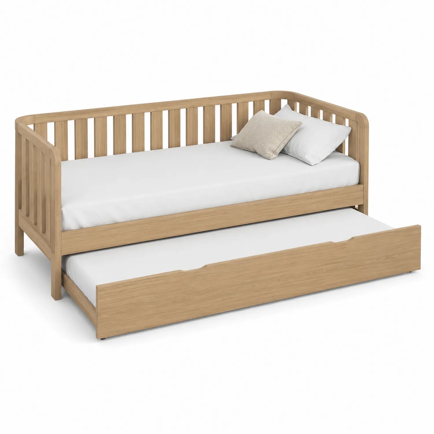 Holztagesbett mit Ausziehbett Natur 90x200 cm