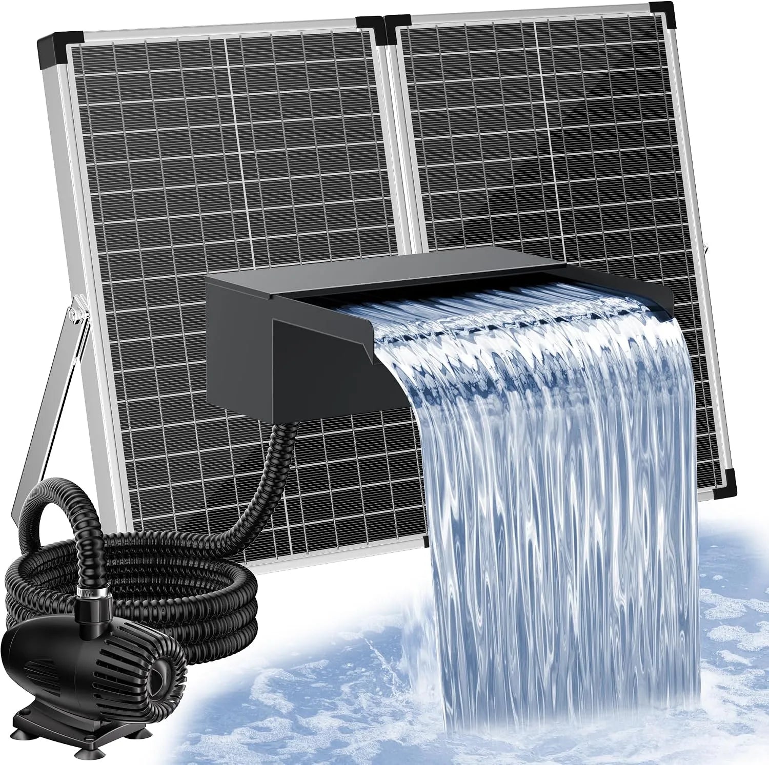 Solar-Teichpumpe und Springbrunnenpumpe, 2500 l/h, 70W, für Gartenteich und Wasserspiel
