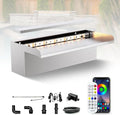 304 Edelstahl Pool Wasserfall Brunnen mit RGB Bluetooth LED und Fernbedienung, Breite 15cm, Longrun 30cm Teich Wasserfall Set
