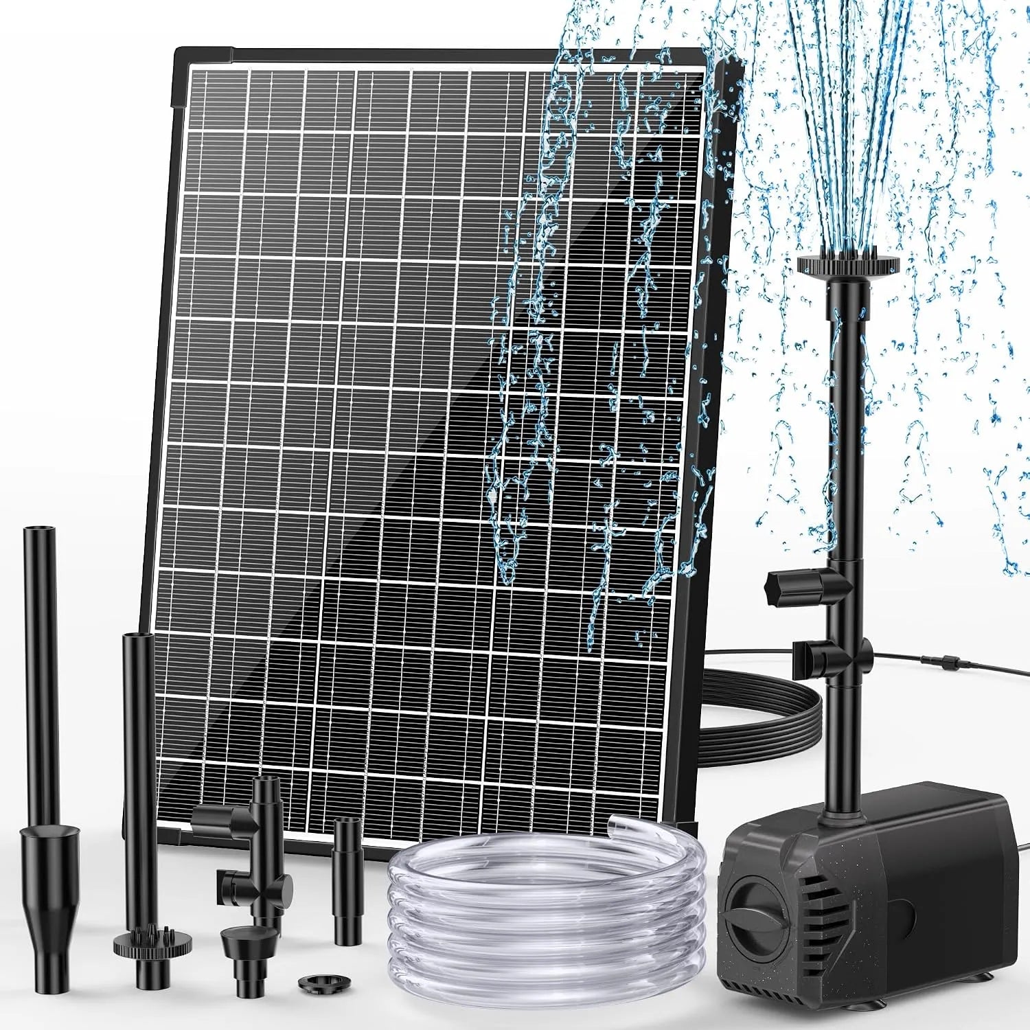 Solar-Teichpumpe und Springbrunnenpumpe, 1000 l/h, 20W, für Gartenteich und Wasserspiel