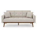 3-Sitzer Sofa Leinen Beige mit Massivholzrahmen