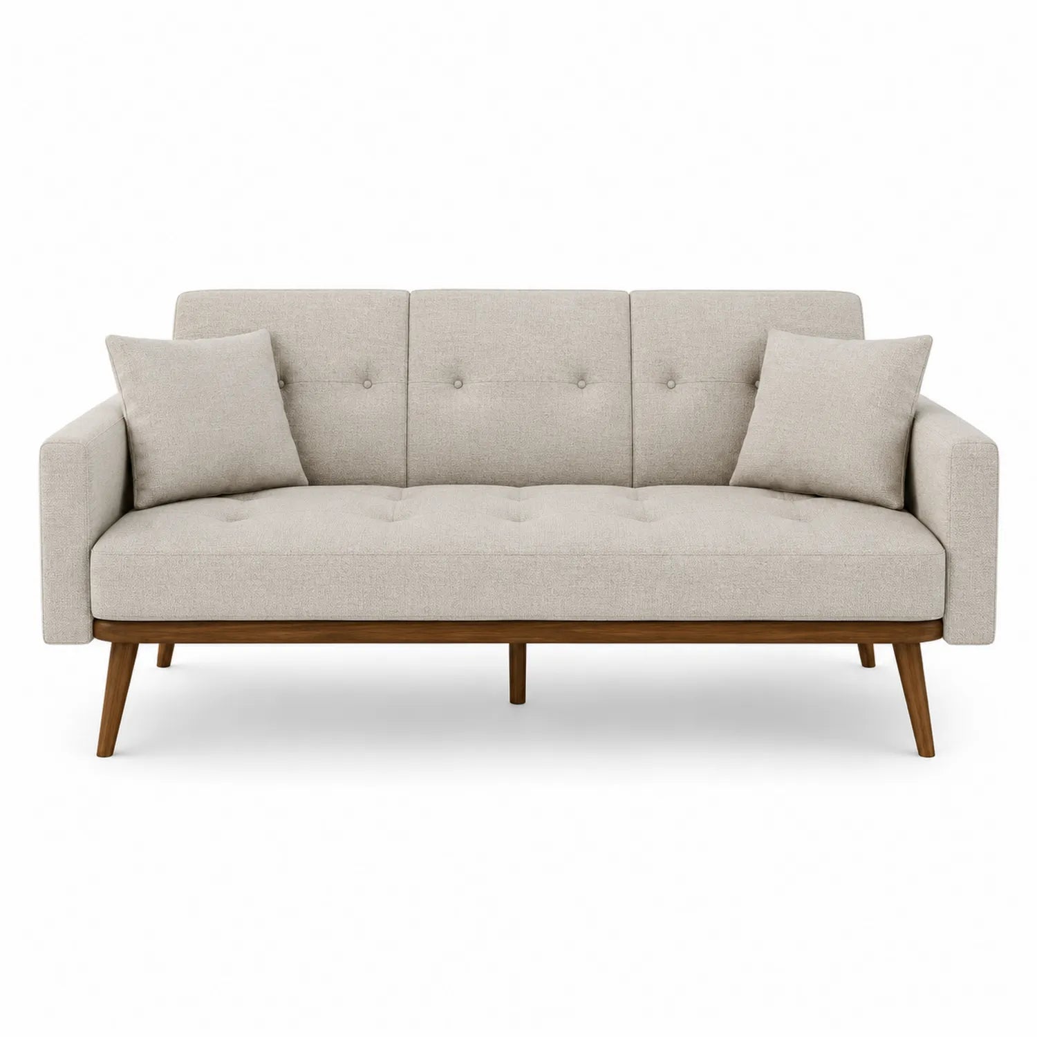 3-Sitzer Sofa Leinen Beige mit Massivholzrahmen