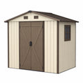 Metall Gartenhaus Beige/Braun mit Satteldach 213x130x185cm