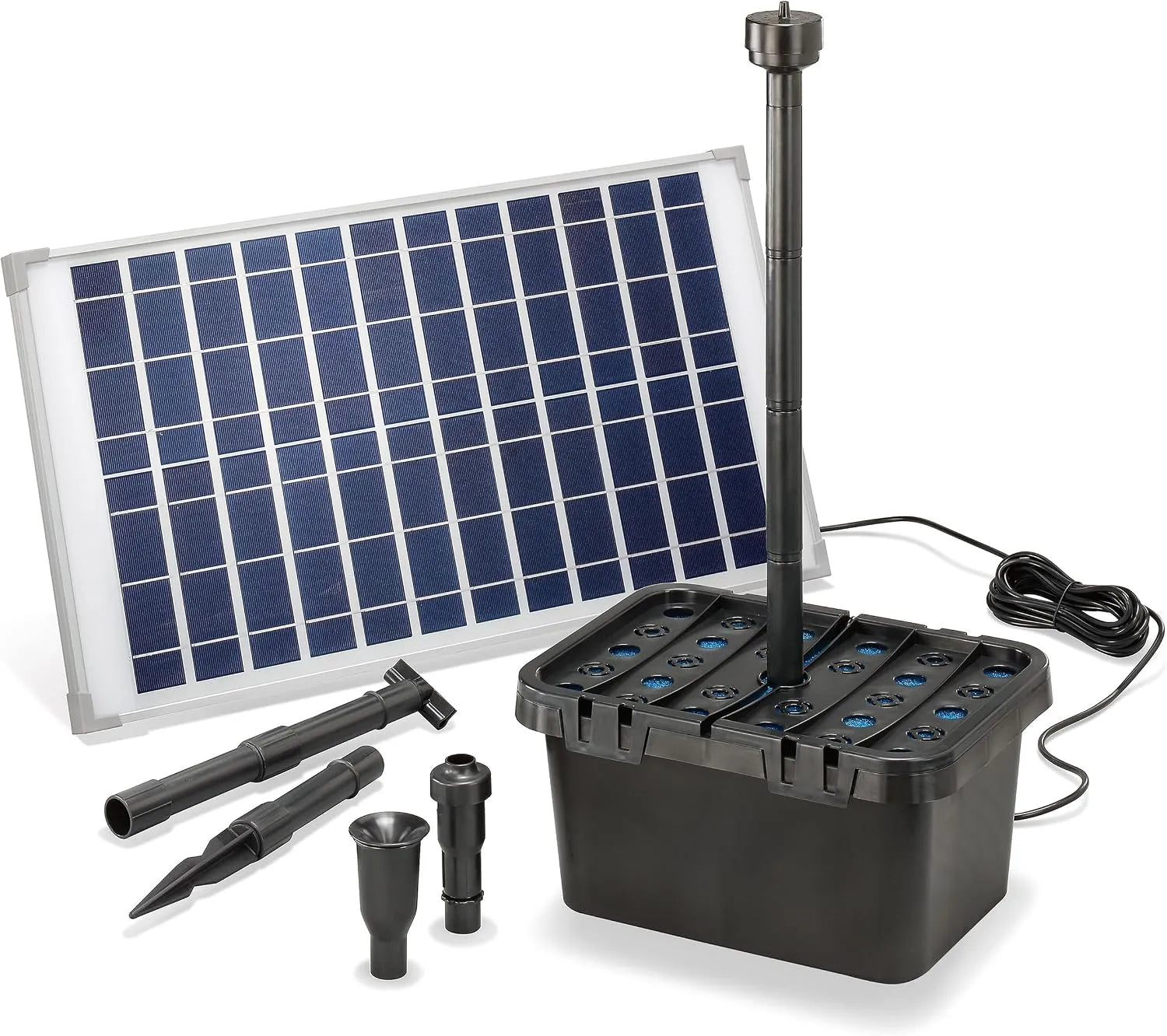 Solar-Teichpumpe und Springbrunnenpumpe, 1250 l/h, für Gartenteich und Wasserspiel