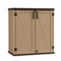 Kunststoff-Gartenschrank Beige/Braun mit Doppeltür