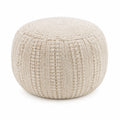 Runder Baumwollpouf Beige 35 cm Höhe 50 cm Durchmesser