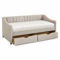 Polster-Tagesbett mit Schubladen Beige 200x90 cm