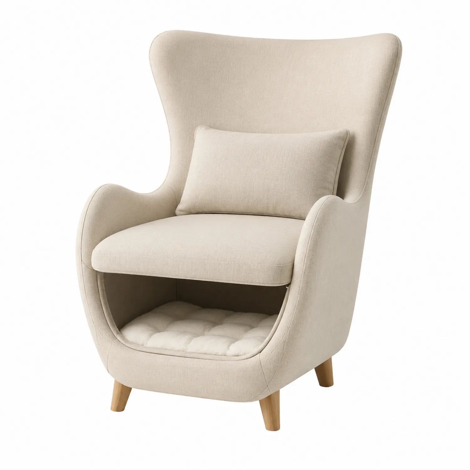 Sessel mit Stoffbezug und Stauraum Beige