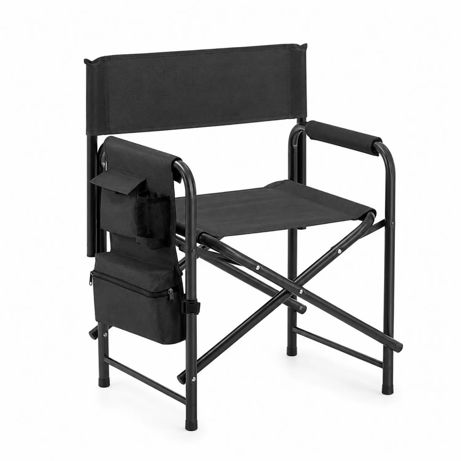 Faltbarer Regiestuhl Aluminium Schwarz mit Seitentaschen