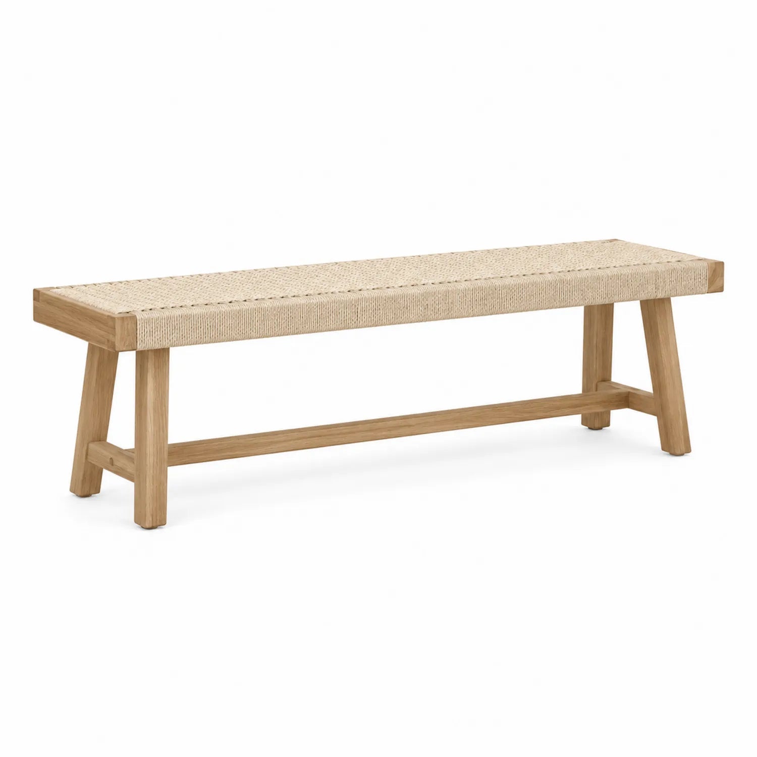 Holzbank mit Rattansitzfläche aus massivem Holz