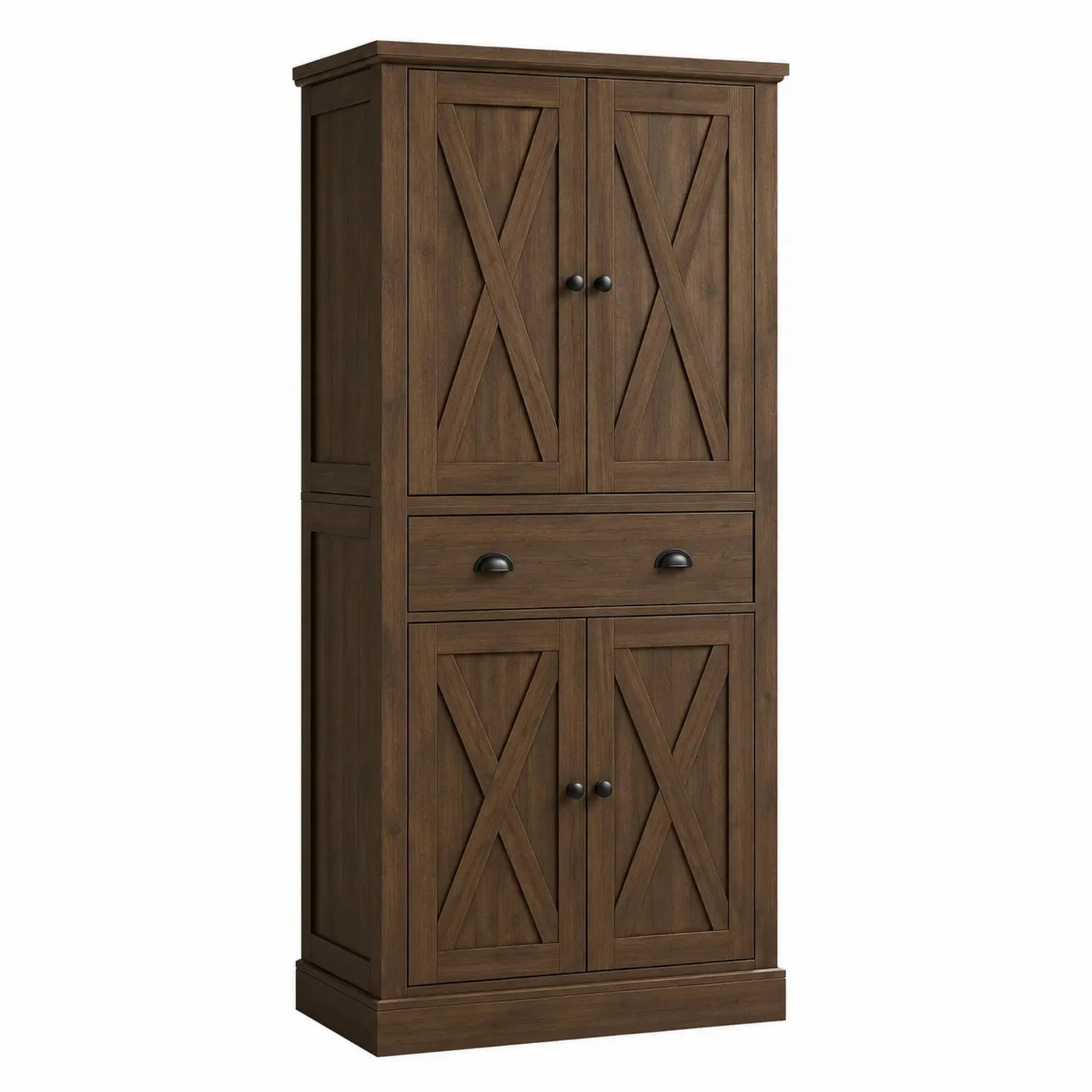 Küchenschrank aus Eichenholz Braun mit Vier Türen und Schublade 180x90x40 cm