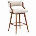 Barhocker Holz Leinen Beige