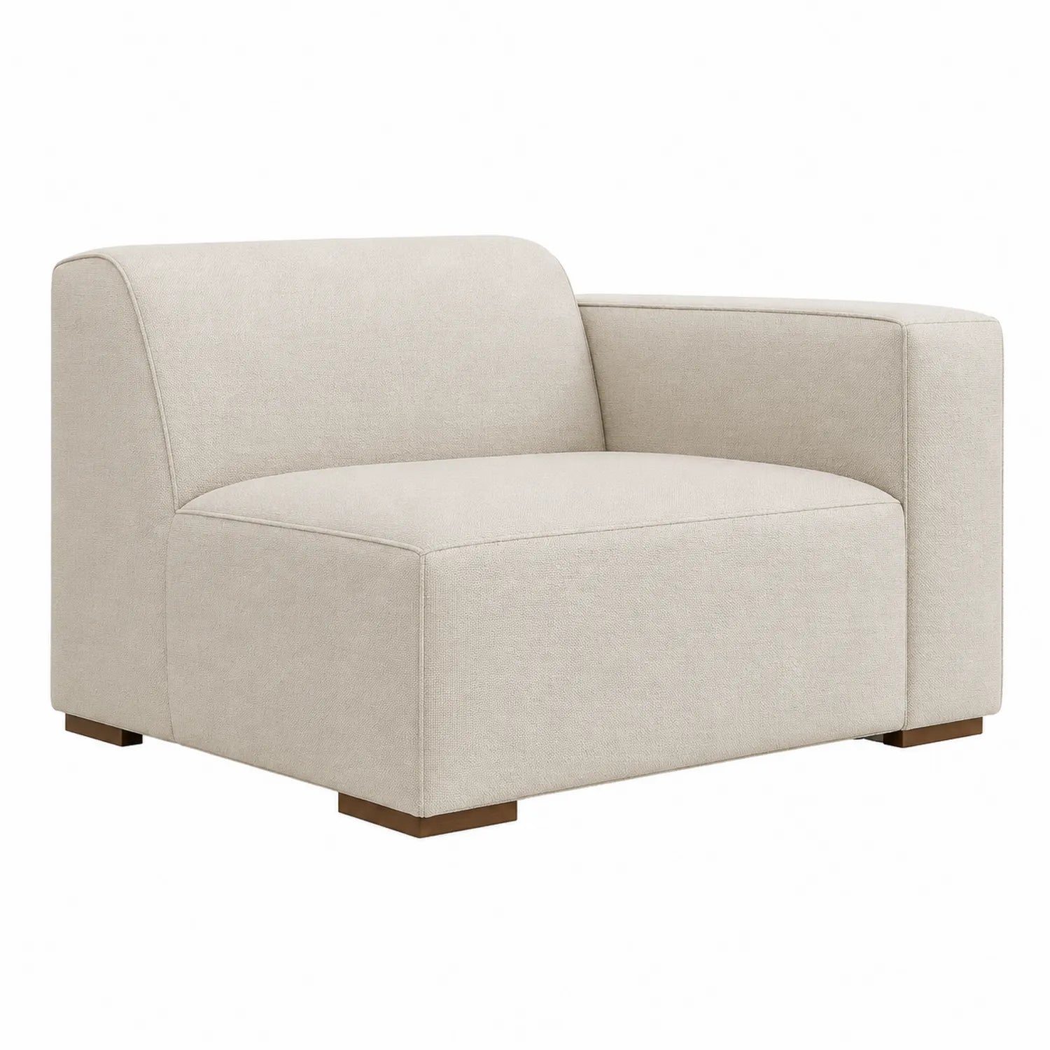 Ecksofa aus Stoff Beige mit Holzfüßen