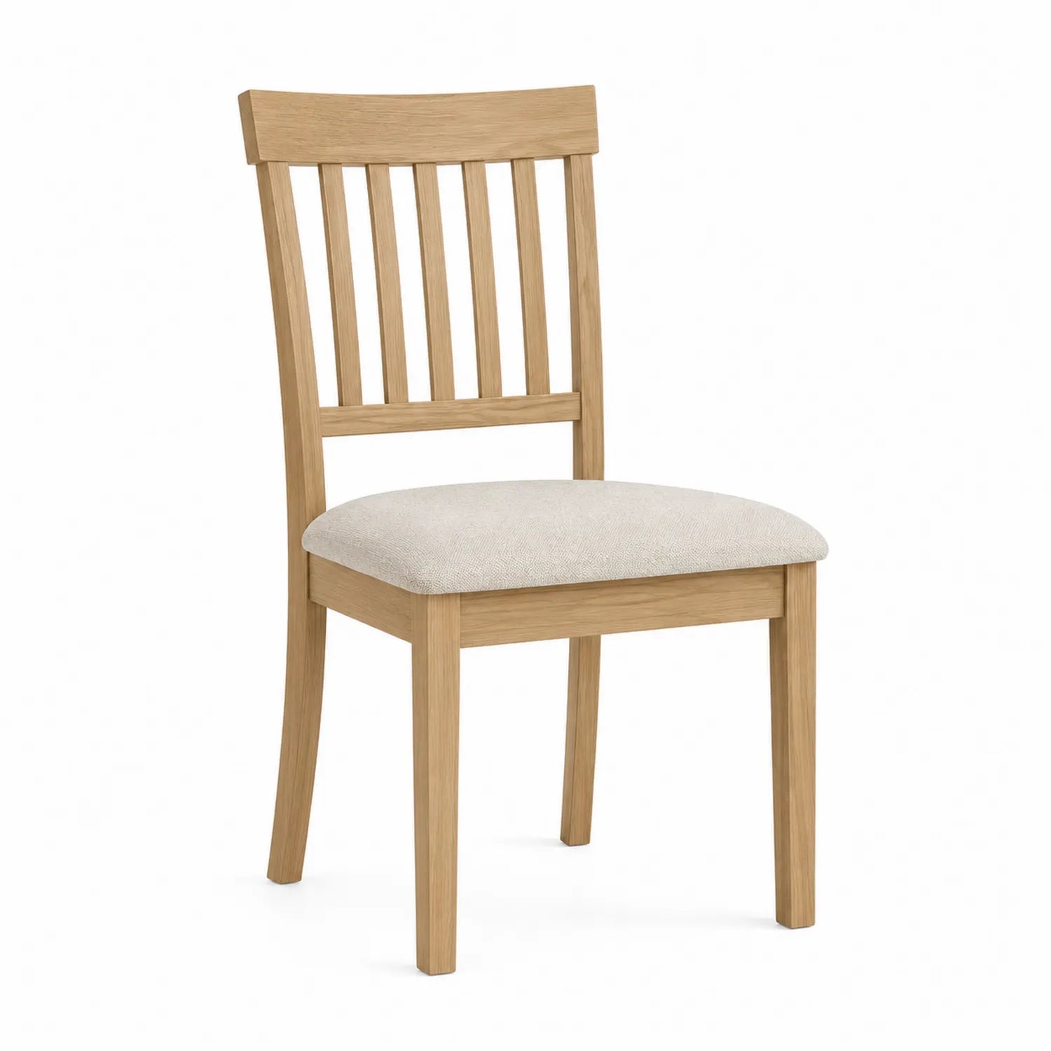 Esszimmerstuhl aus Eichenholz mit Leinenmischung Polsterung Beige