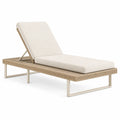 Aluminium Liegestuhl mit Rattan Beige 200x70x30cm
