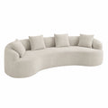 Gebogenes Sofa aus Holz und Bouclé Beige 280cm