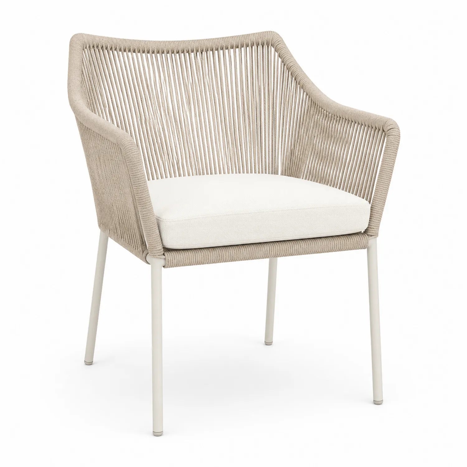 Stuhl mit Aluminiumrahmen und Polyesterseilen Beige 55x60x80 cm