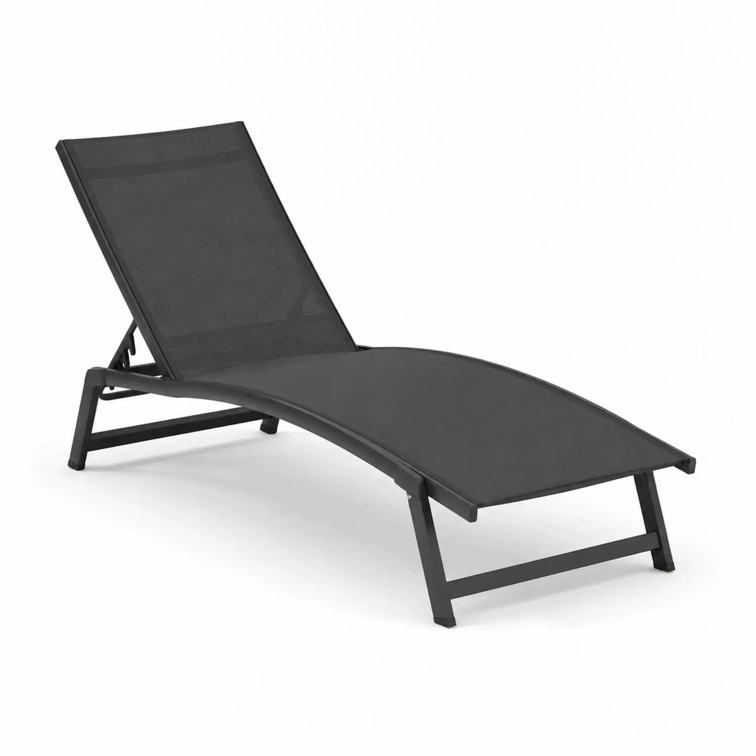 Gartenliege Aluminium Textilene Schwarz