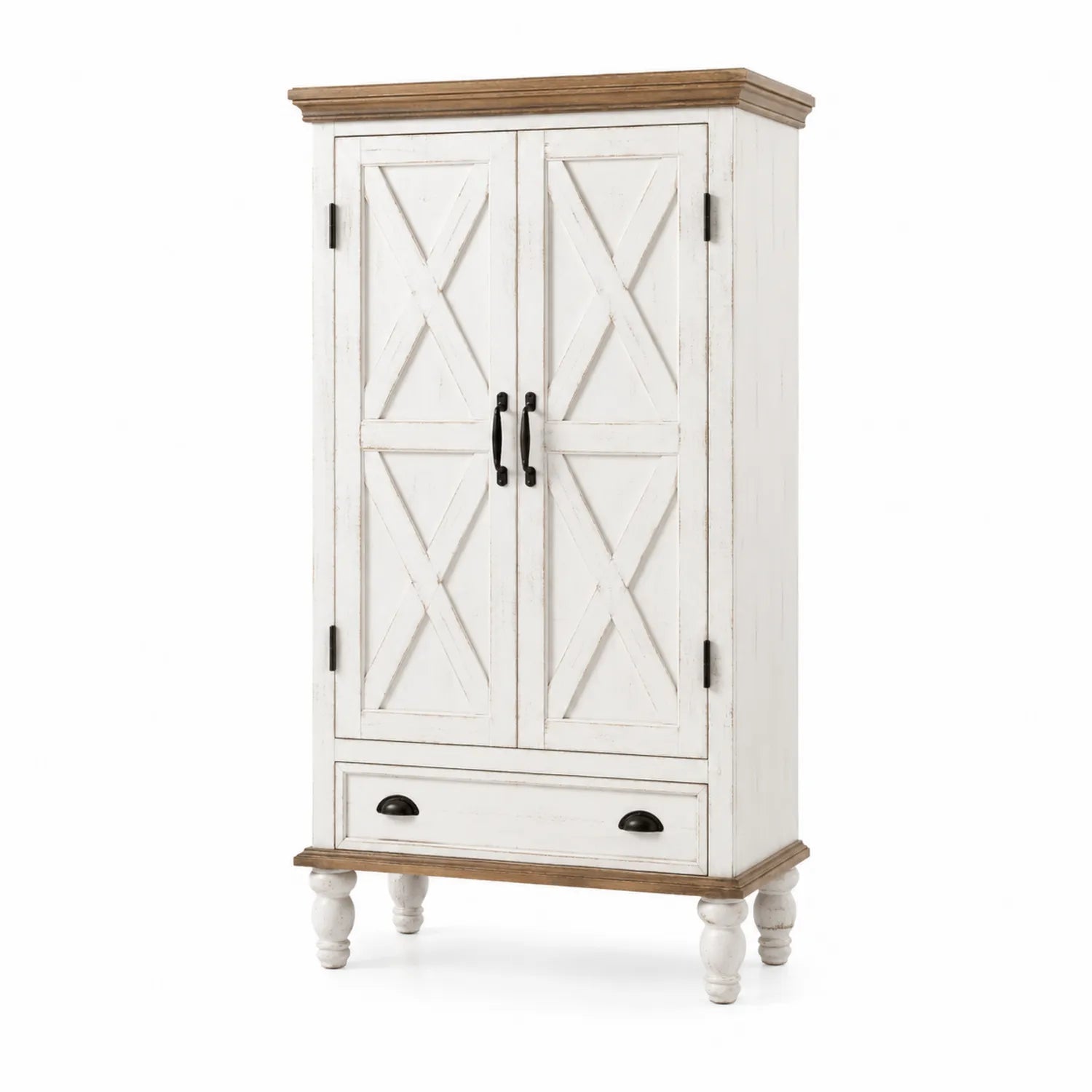 Holzschrank mit 2 Türen und Schublade 180x90x45 cm