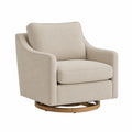 Drehbarer Stoffpolstersessel mit Holzrahmen Beige 75x80x85 cm