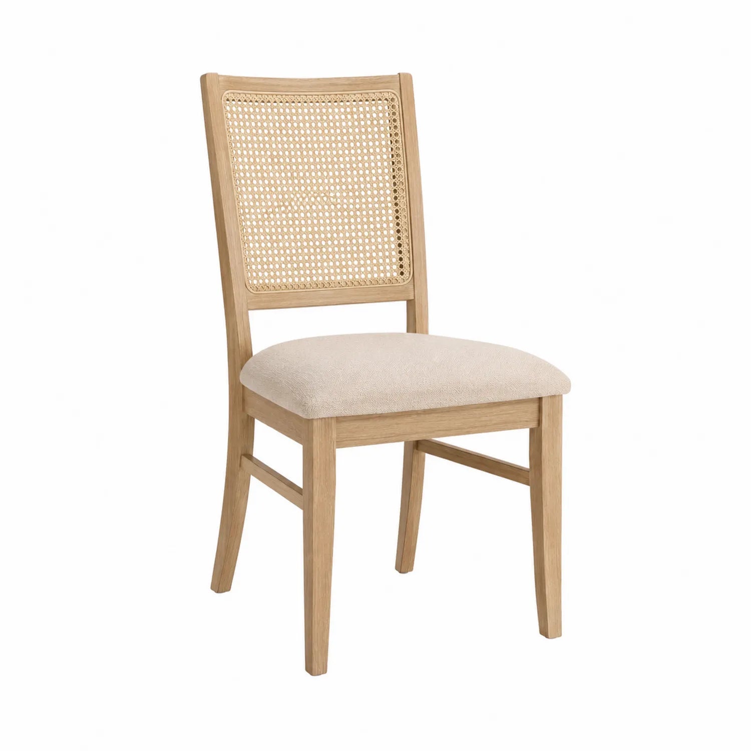 Esszimmerstuhl Eiche Rattan Beige Polyesterpolsterung