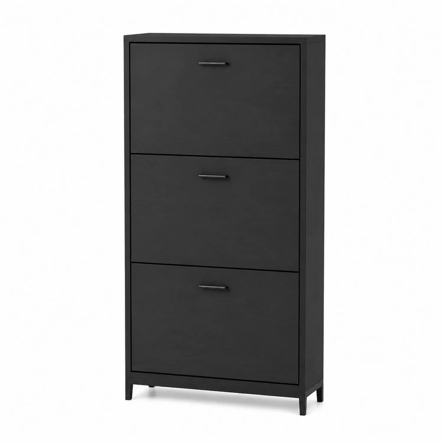 Schuhschrank MDF Schwarz mit 3 Fächern
