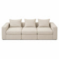 Modulares 3-Sitzer Sofa Set Beige Leinen