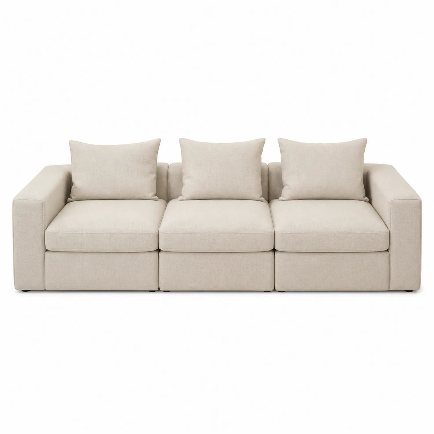 Modulares 3-Sitzer Sofa Set Beige Leinen