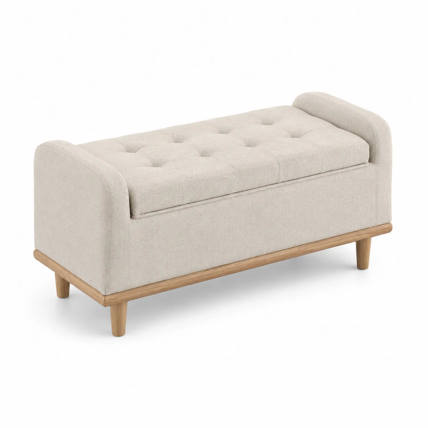 Polsterbank mit Stauraum Leinen Beige 120 cm