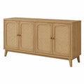 Sideboard Eichenholz und Rattan Natur 150x40x80 cm