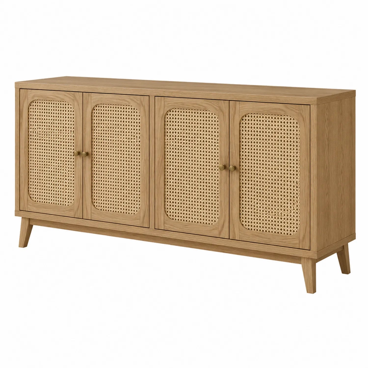 Sideboard Eichenholz und Rattan Natur 150x40x80 cm