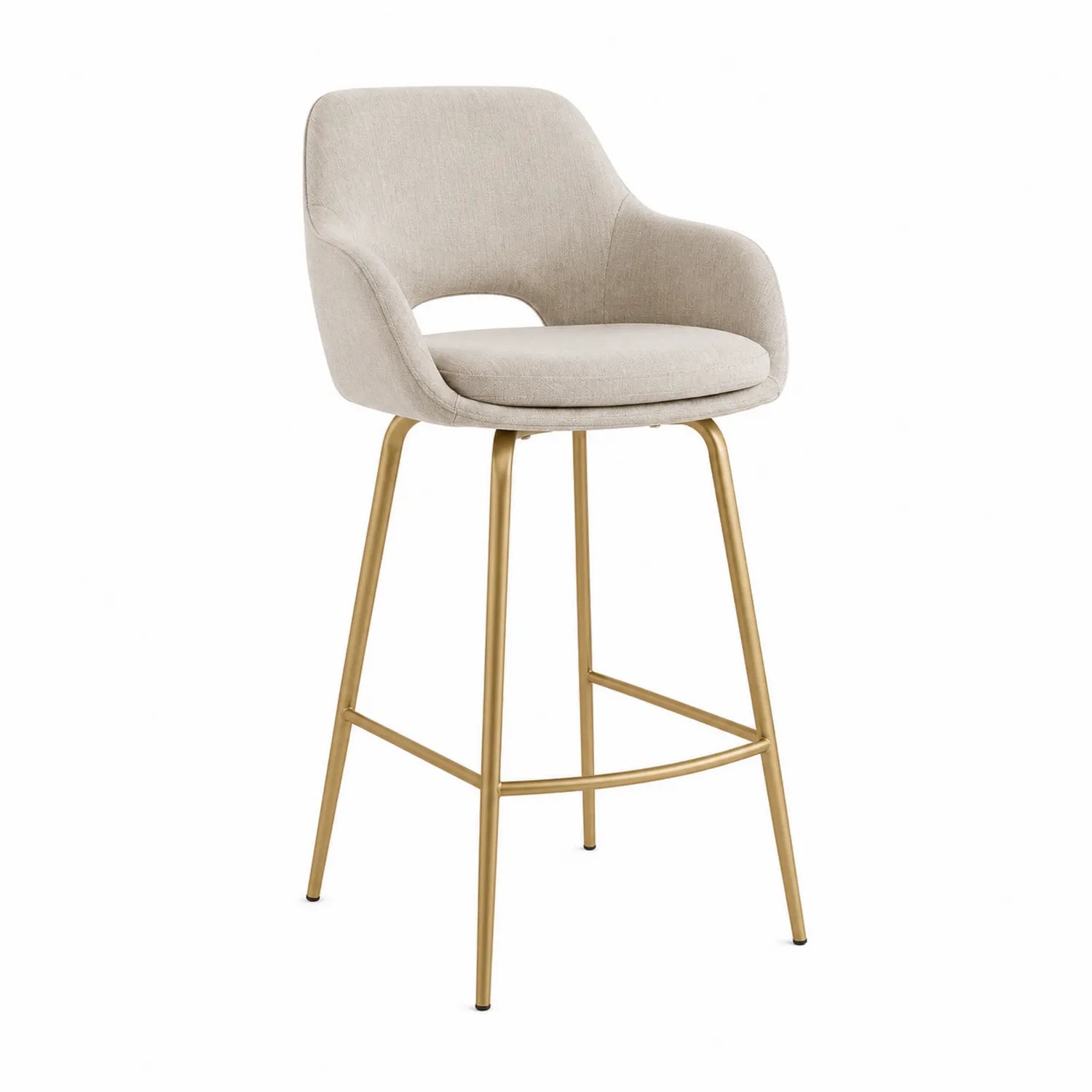 Barhocker mit Stoffbezug und Metallbeinen Beige 105cm