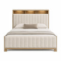 Bett aus Leinenstoff mit Kopfteilregal 200x180 cm