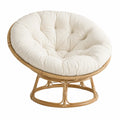 Papasan Stuhl Rattan mit Baumwollkissen Weiß Ø110 cm