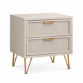 Nachttisch Holz Beige mit Metallelementen