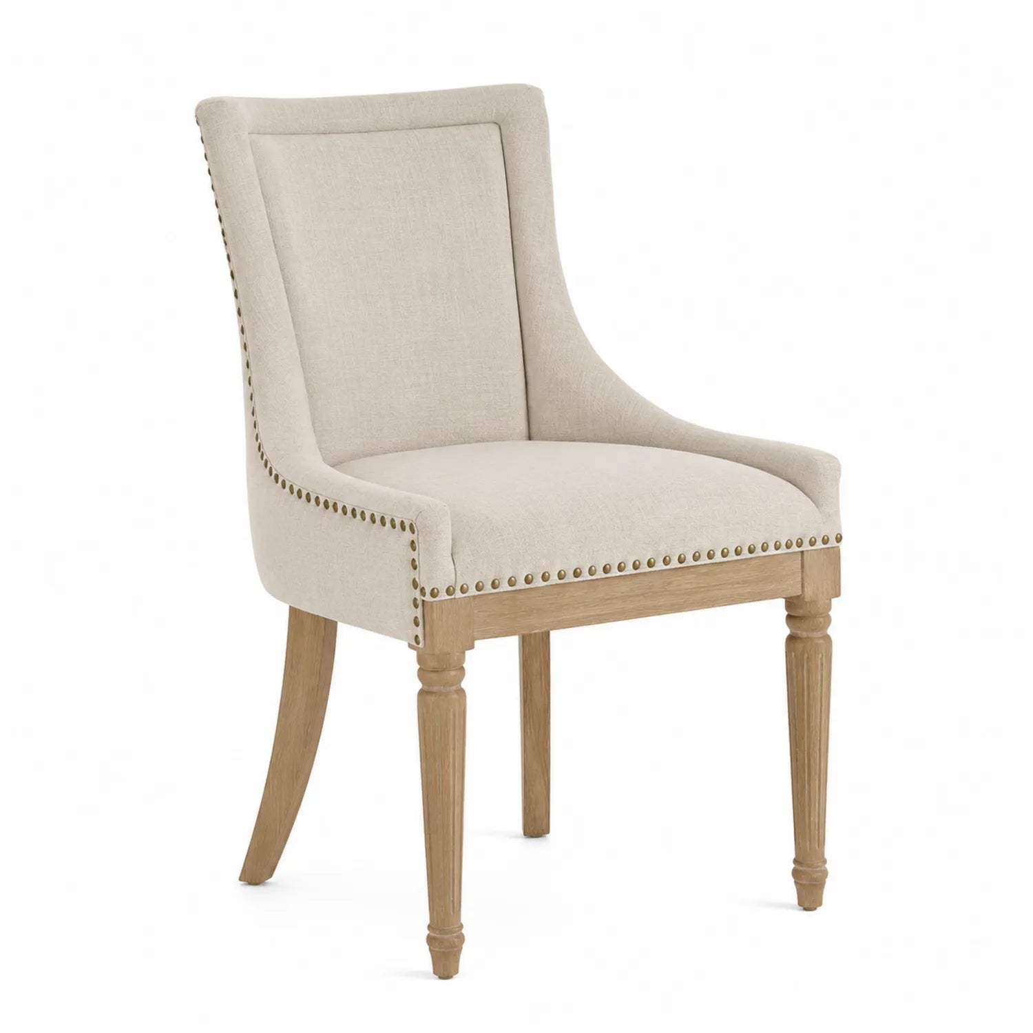 Esszimmerstuhl Leinen Beige Eichenholz