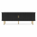 TV-Schrank Holz Schwarz mit Metallbeinen 180 cm