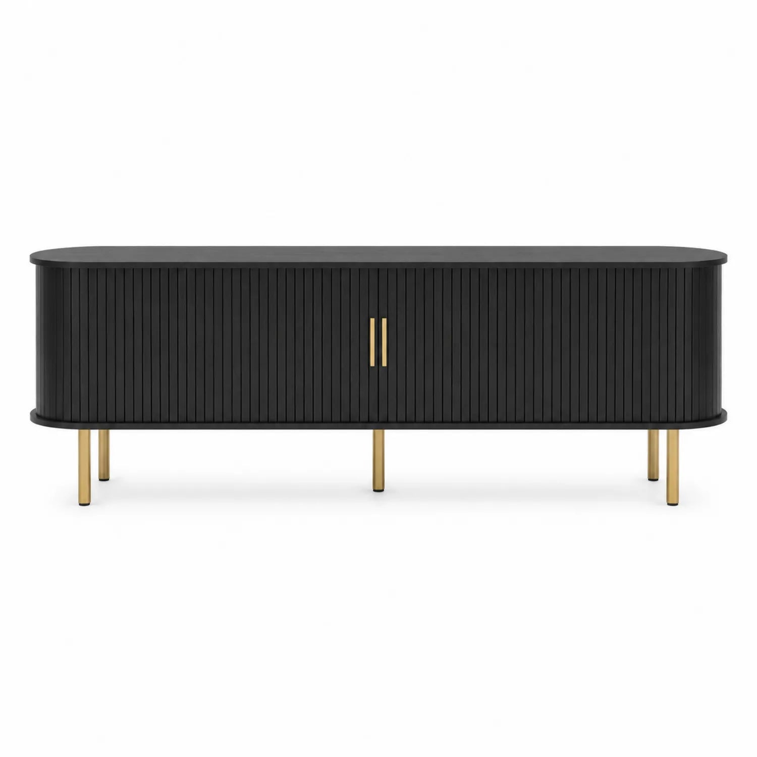 TV-Schrank Holz Schwarz mit Metallbeinen 180 cm