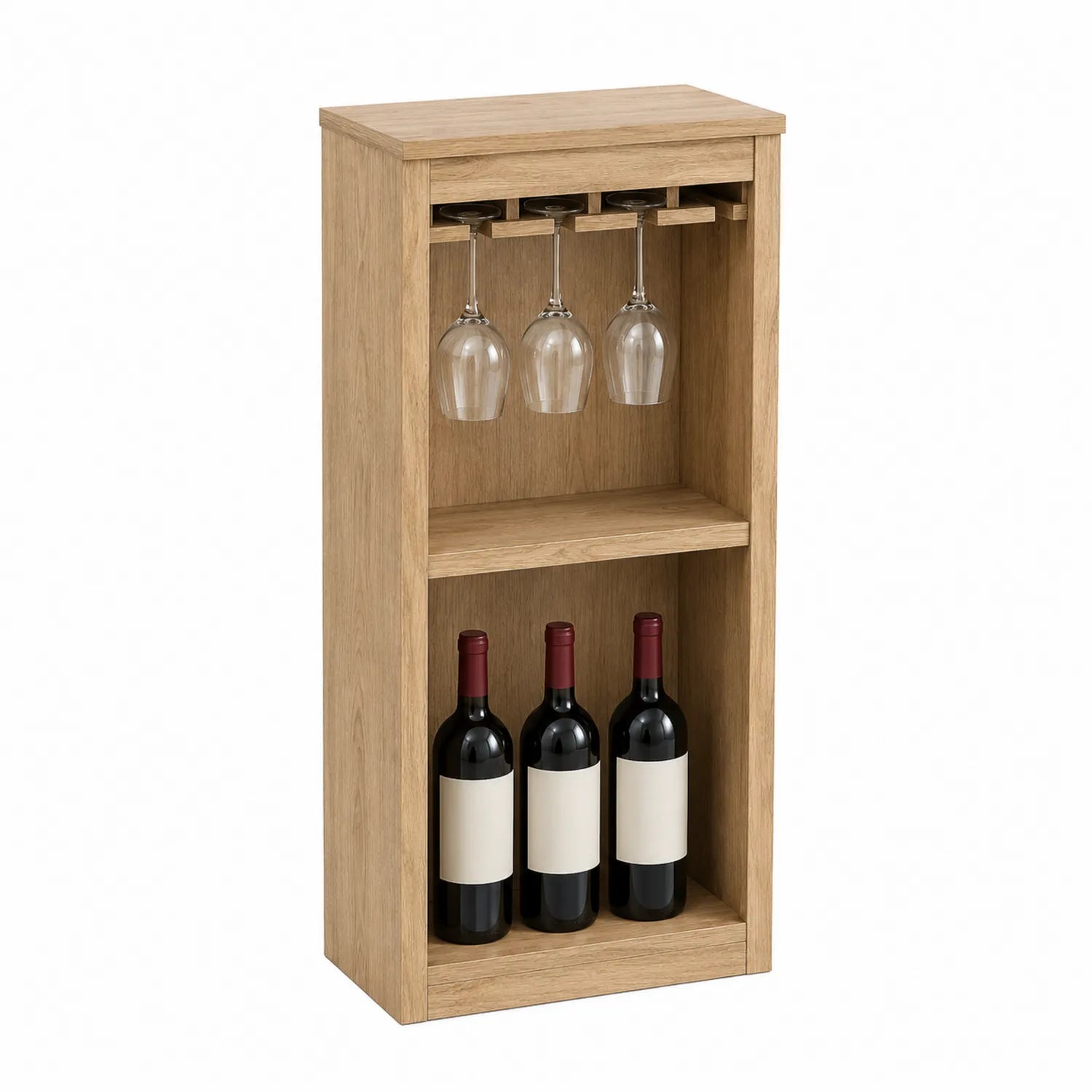 Weinregal Holz mit Glas- und Flaschenhalter 45x30x80 cm
