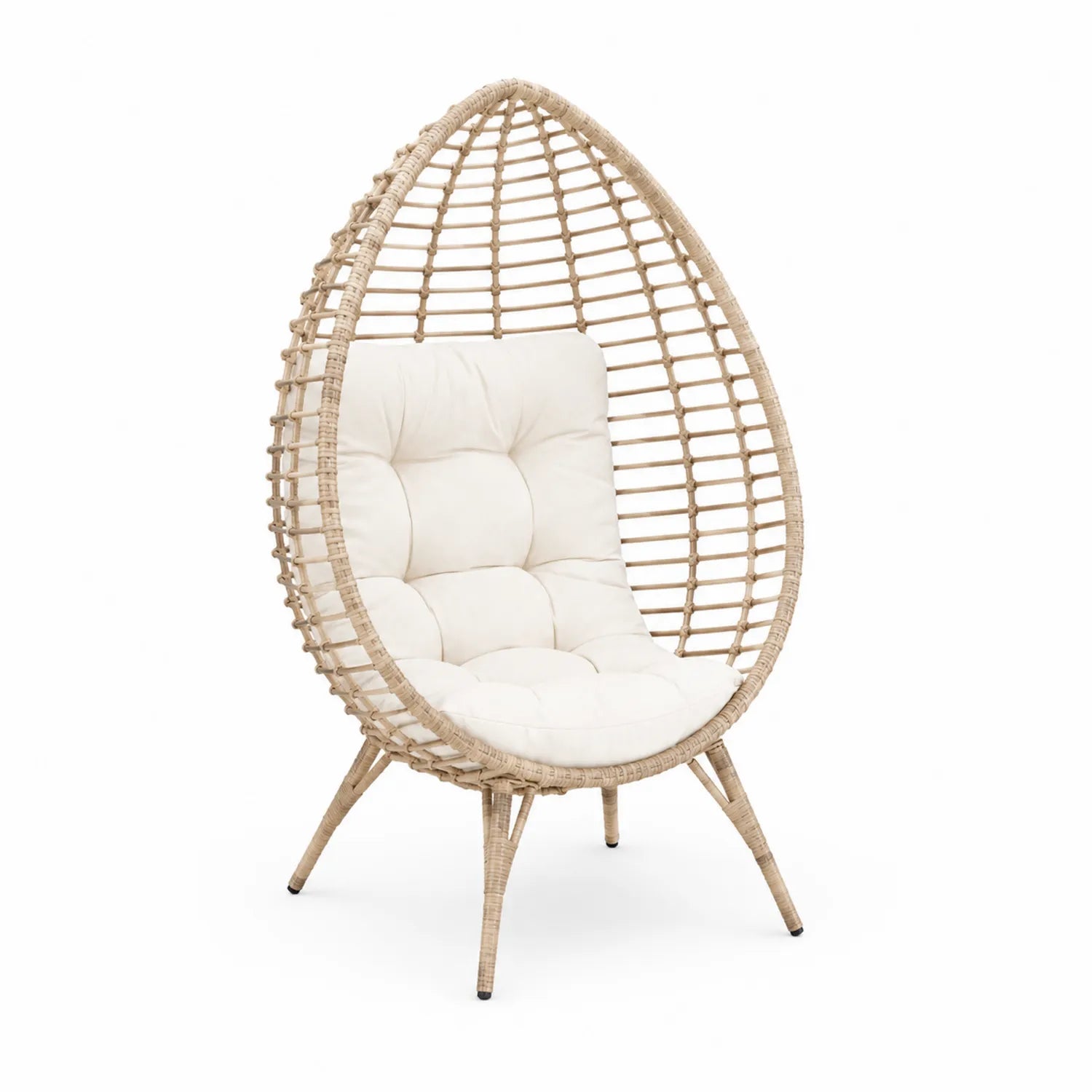 Rattan Sessel Beige mit Polyesterkissen