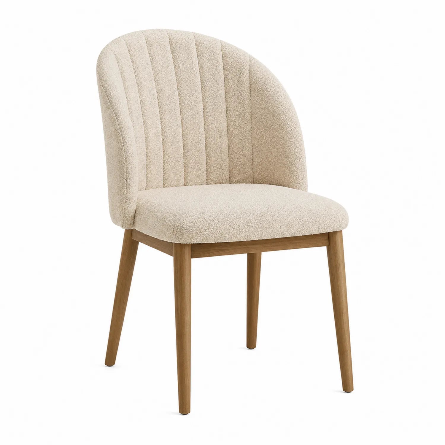 Esszimmerstuhl aus Baumwoll-Mischgewebe Beige mit Eichenholzbeinen