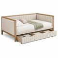 Tagesbett mit Stauraum aus Holz und Stoff Beige 200x90 cm